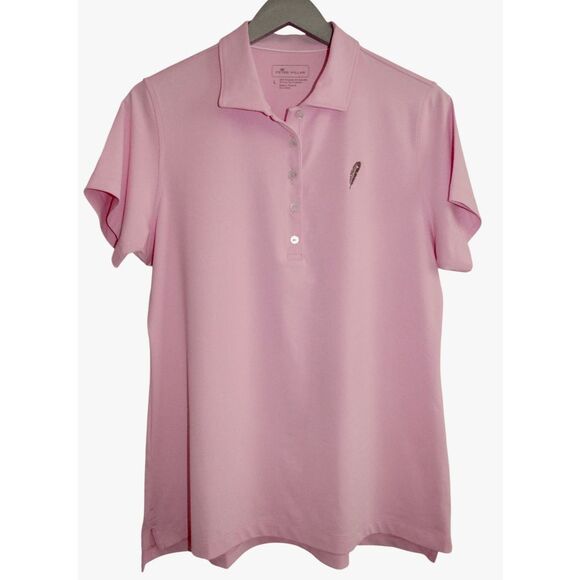 Peter Millar Polo Shirt Chechessee Creek Perfect Fit Pink Performance  L - Picture 1 of 4